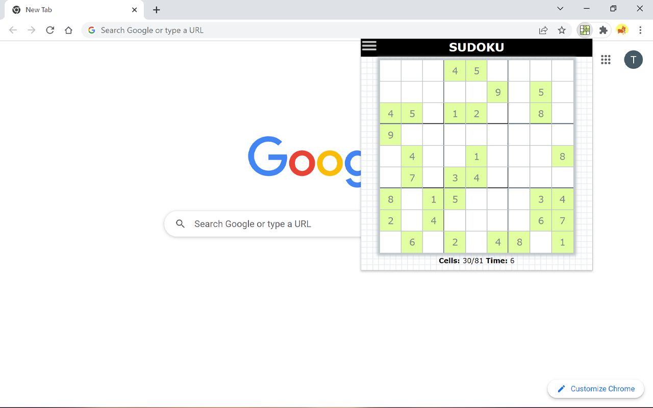 SUDOKU chrome谷歌浏览器插件_扩展第1张截图