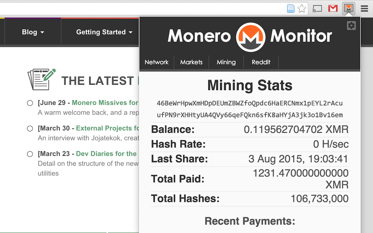 Monero Monitor chrome谷歌浏览器插件_扩展第3张截图