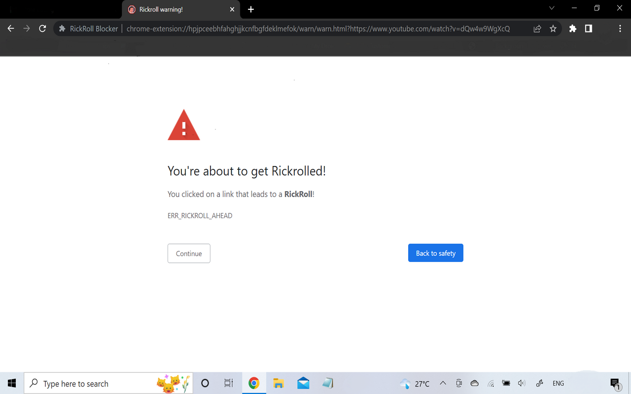 RickRoll Blocker chrome谷歌浏览器插件_扩展第1张截图