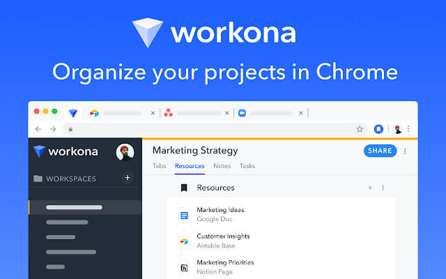 ULTIMATE Workona Tab Manager chrome谷歌浏览器插件_扩展第1张截图