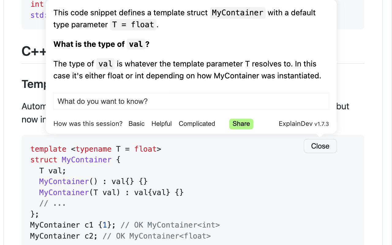 ExplainDev: Explains code on your browser chrome谷歌浏览器插件_扩展第1张截图