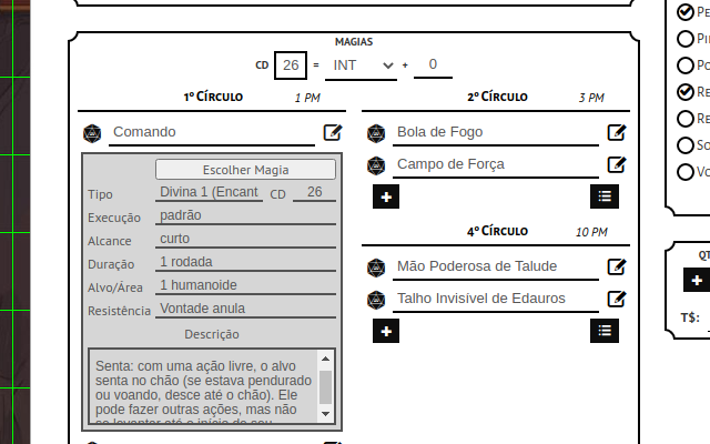 Roll20: Grimório do Tormenta20 chrome谷歌浏览器插件_扩展第4张截图