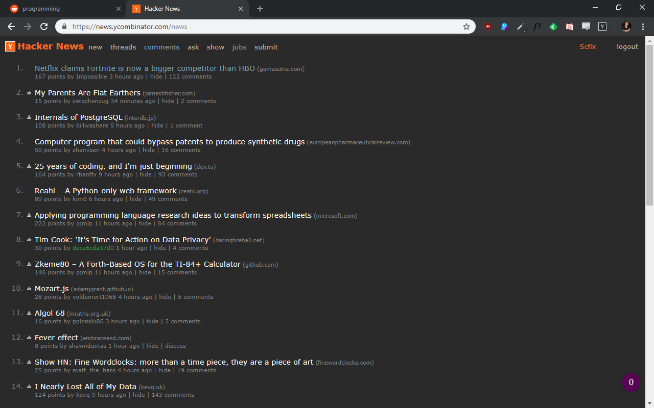 Dark Hacker News chrome谷歌浏览器插件_扩展第1张截图