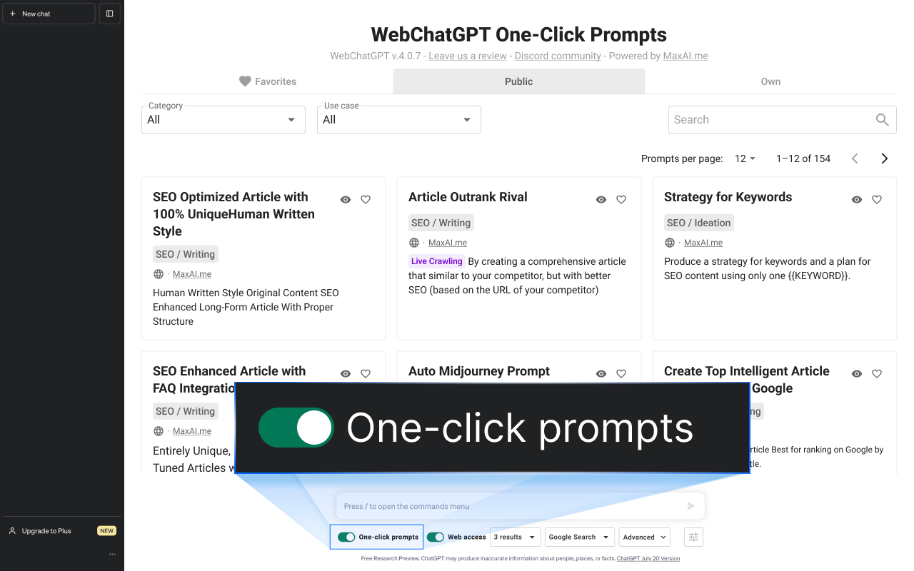 WebChatGPT: ChatGPT 具备互联网访问功能 chrome谷歌浏览器插件_扩展第3张截图