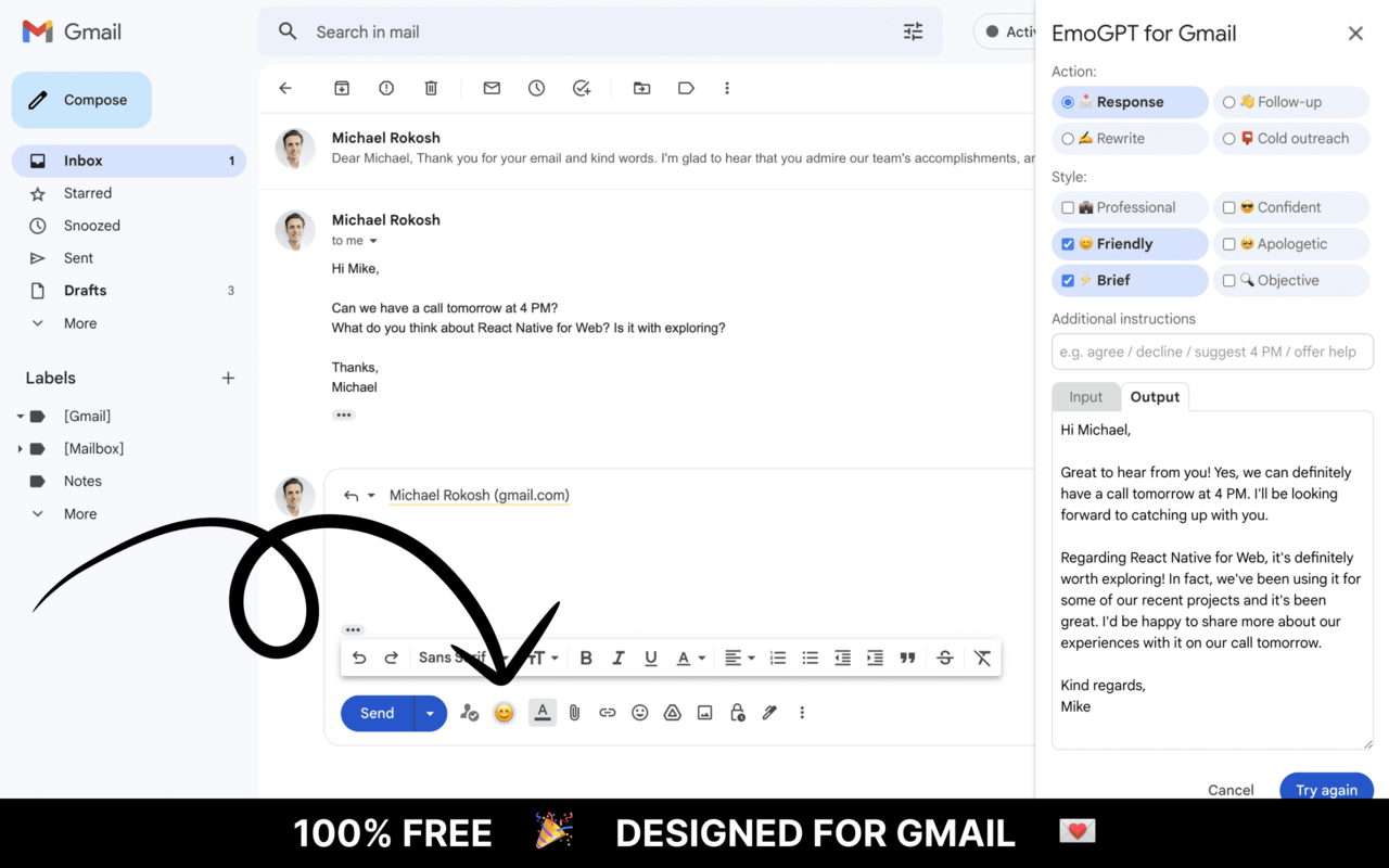 EmoGPT: Secure ChatGPT Email Writer for Gmail chrome谷歌浏览器插件_扩展第1张截图