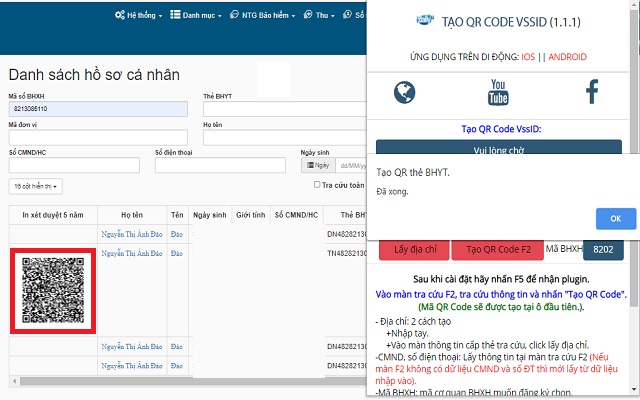 Tạo QR Code thẻ BHYT đăng kí VssID. chrome谷歌浏览器插件_扩展第1张截图