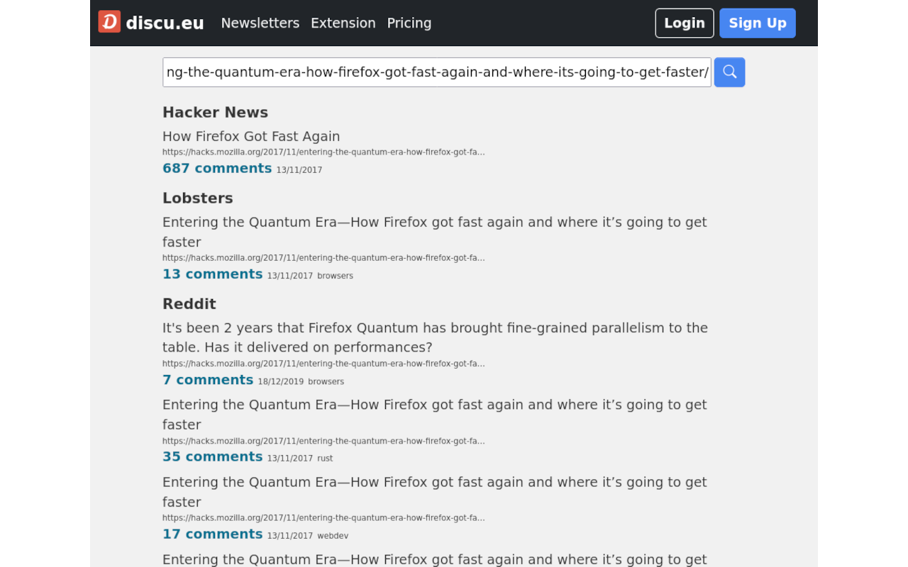 Discussions on HN, Reddit and Lobsters chrome谷歌浏览器插件_扩展第1张截图