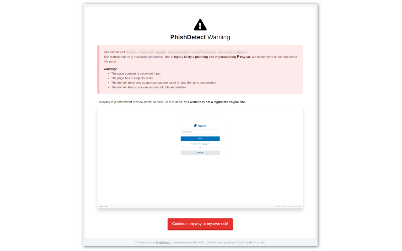 PhishDetect chrome谷歌浏览器插件_扩展第3张截图