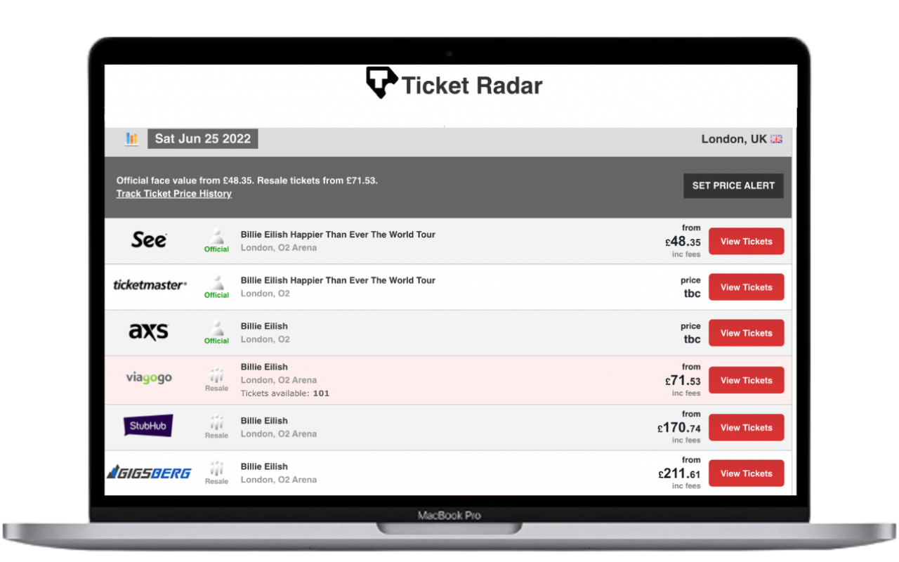 Ticket Radar - Compare Concert Ticket Prices chrome谷歌浏览器插件_扩展第5张截图