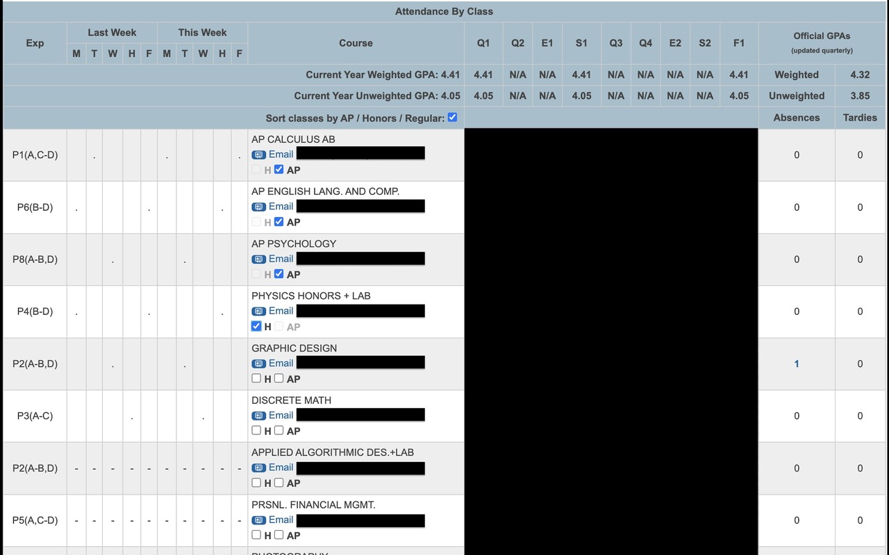 PowerSchool GPA Calculator chrome谷歌浏览器插件_扩展第1张截图