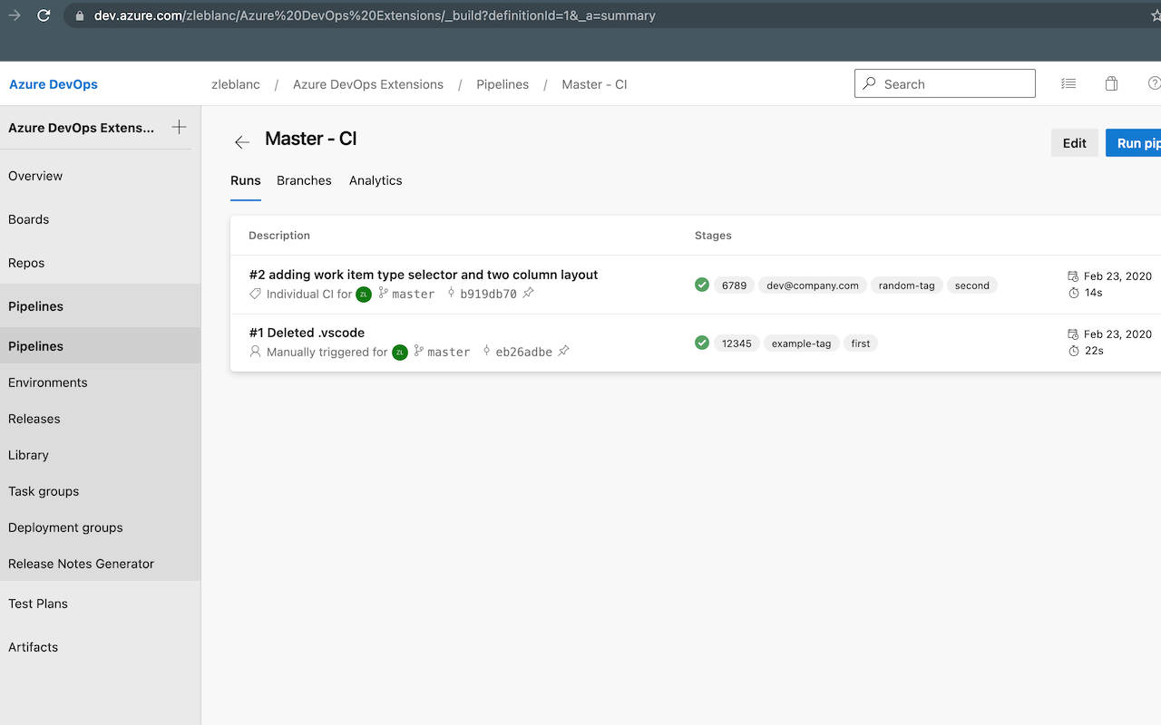 Azure DevOps Pipeline Tags chrome谷歌浏览器插件_扩展第1张截图