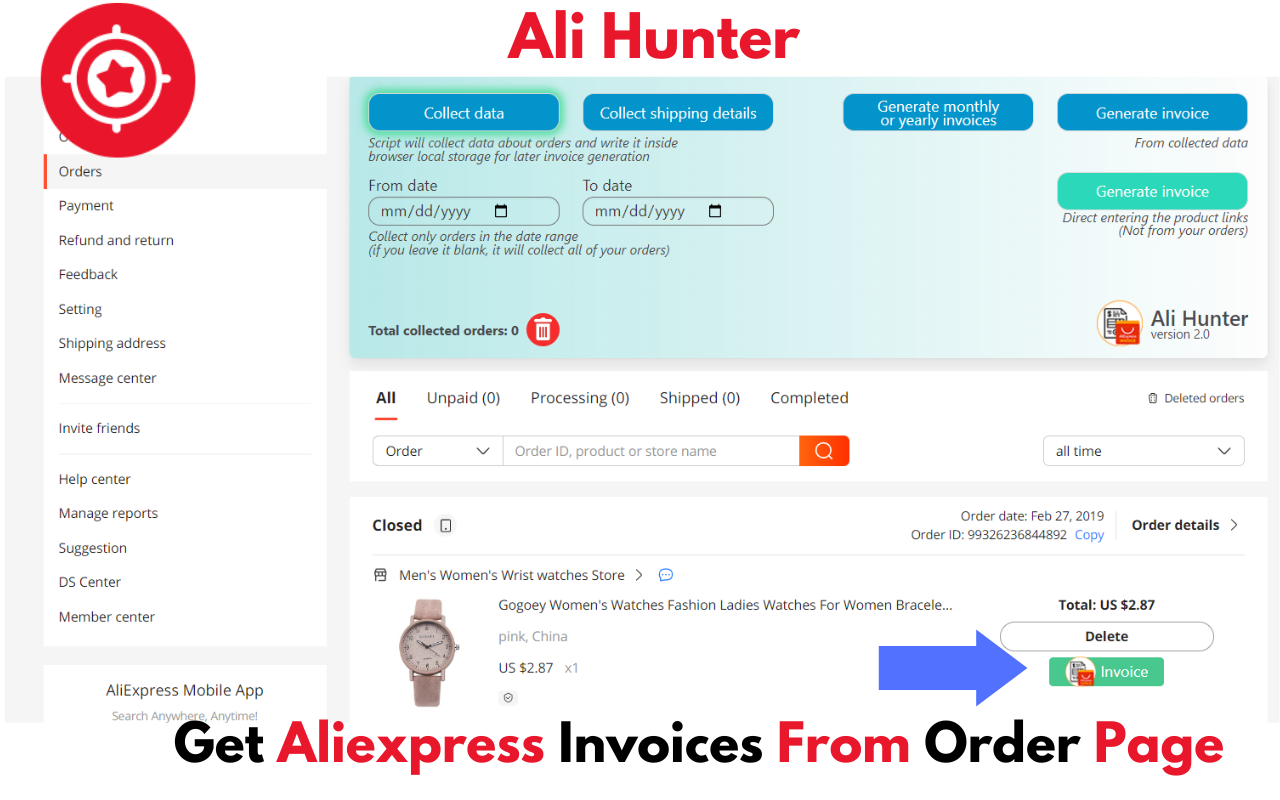 Aliexpress Free invoice - AliInvoice™️ chrome谷歌浏览器插件_扩展第1张截图