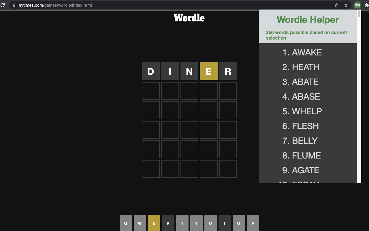 Wordle Helper chrome谷歌浏览器插件_扩展第1张截图