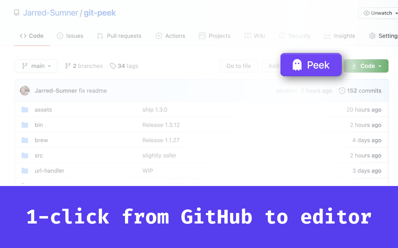 peek – GitHub to local editor in 1 click chrome谷歌浏览器插件_扩展第3张截图