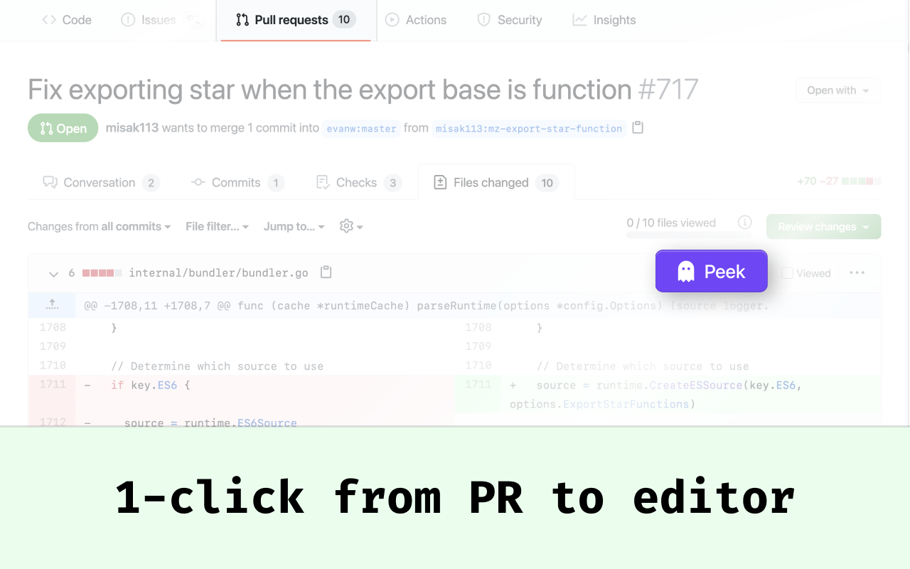 peek – GitHub to local editor in 1 click chrome谷歌浏览器插件_扩展第4张截图