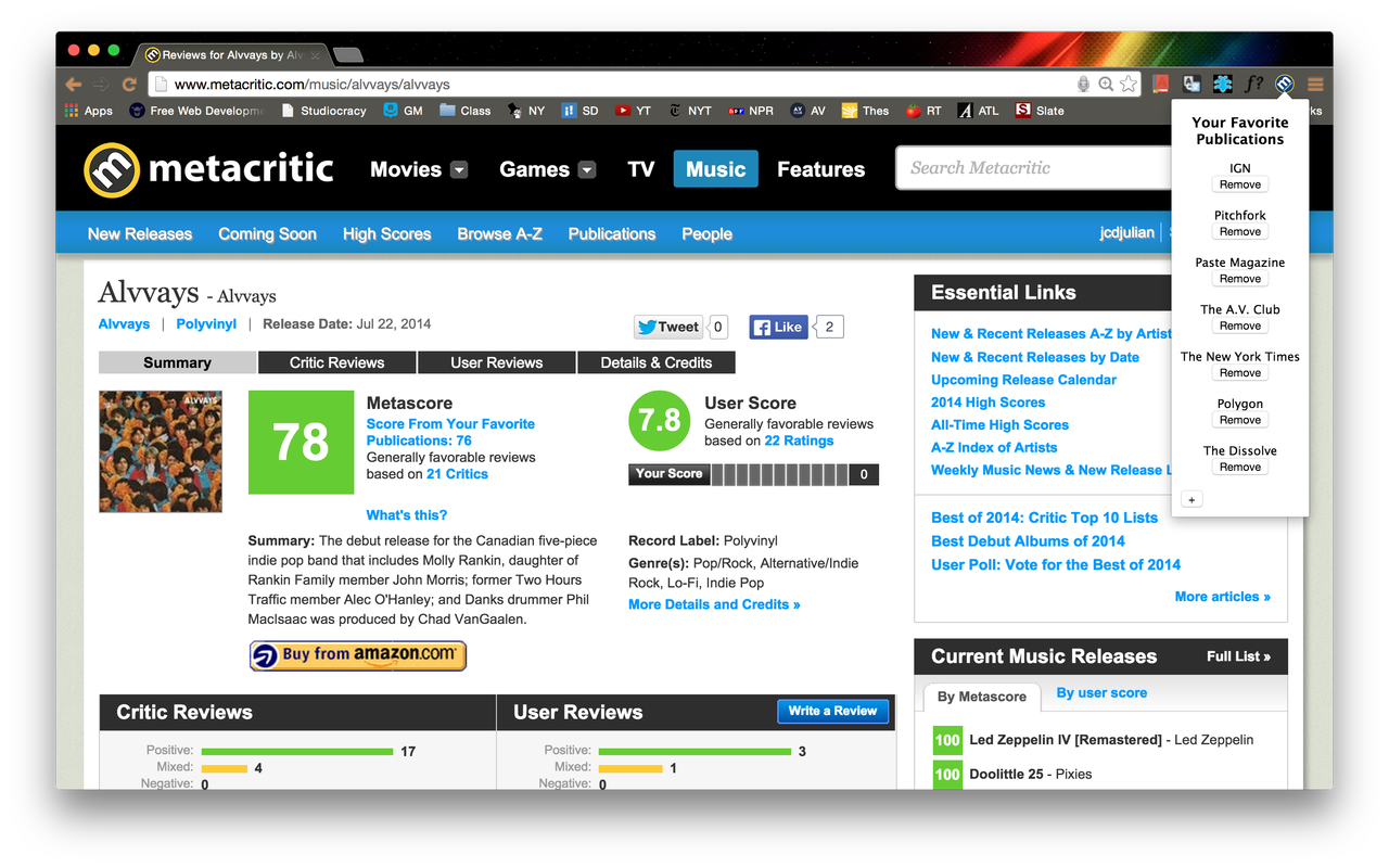 MyMeta - Customized Metacritic averages. chrome谷歌浏览器插件_扩展第1张截图