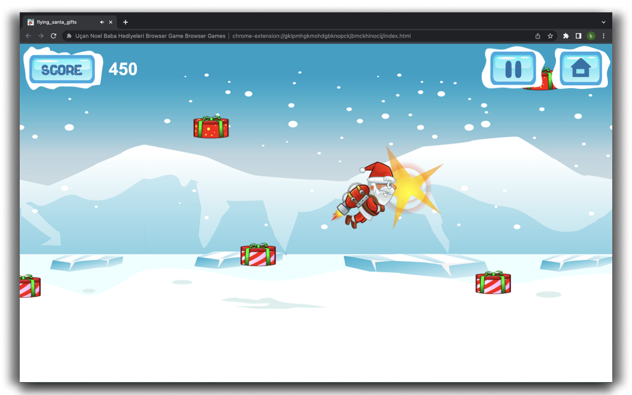 Flying Santa Gifts Game - HTML5 Game chrome谷歌浏览器插件_扩展第1张截图
