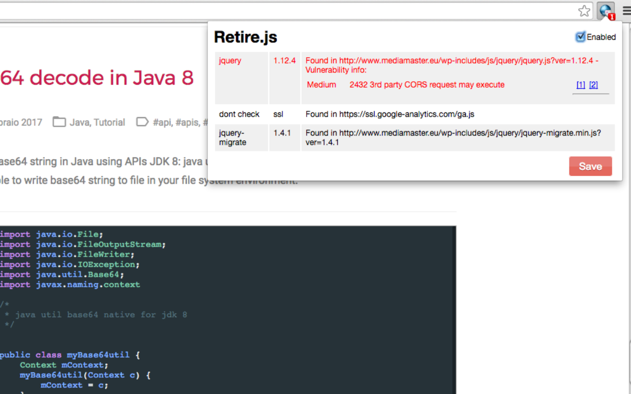 retire.js chrome谷歌浏览器插件_扩展第1张截图