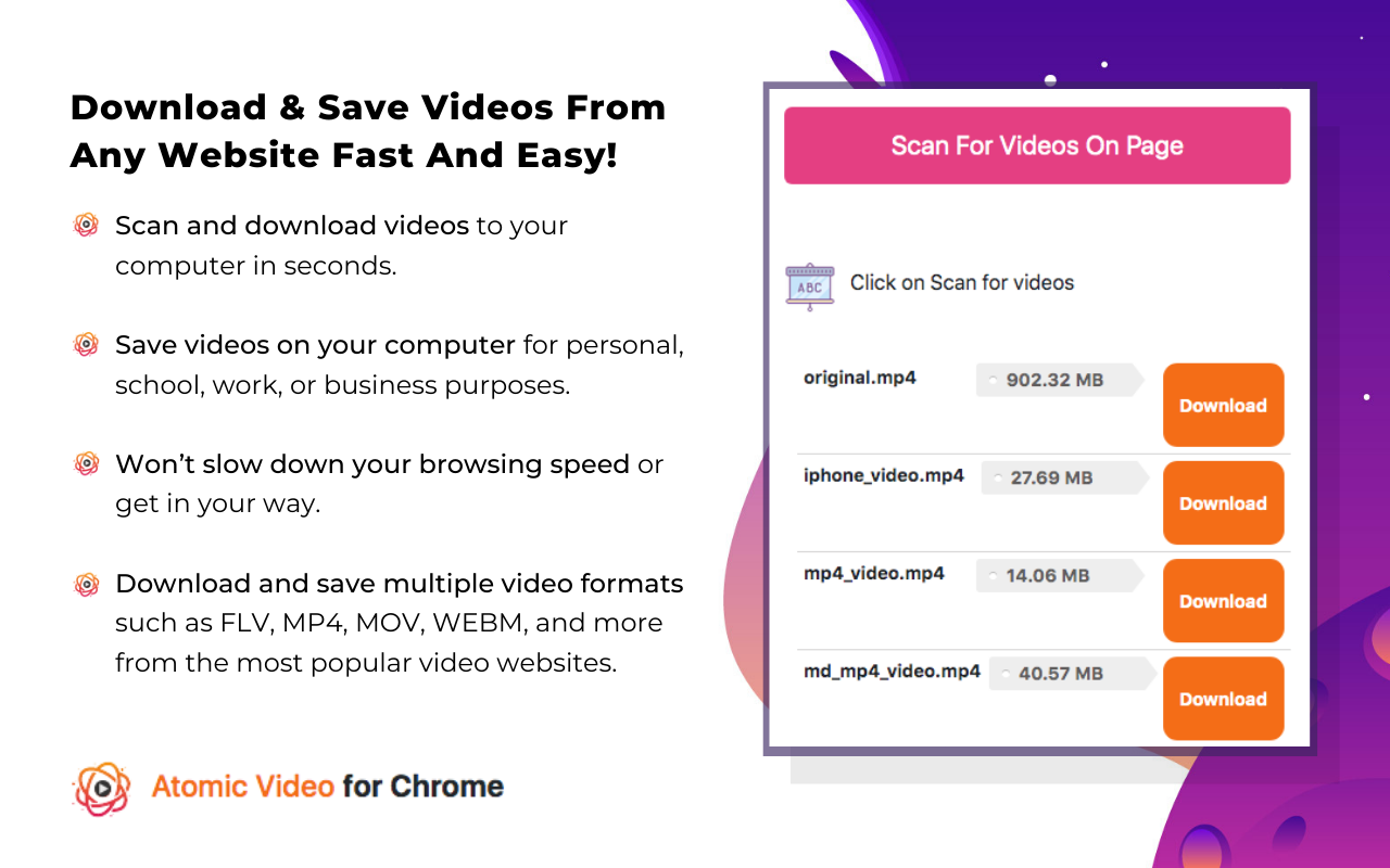 Atomic Video Downloader chrome谷歌浏览器插件_扩展第7张截图