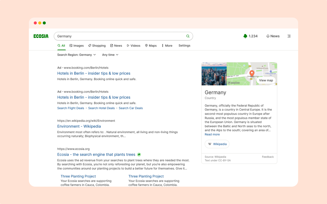 Ecosia - The search engine that plants trees chrome谷歌浏览器插件_扩展第6张截图