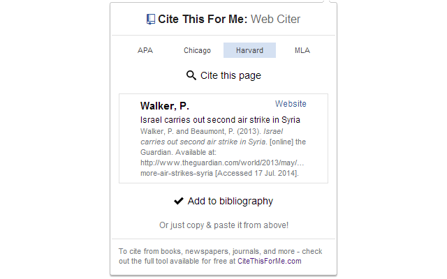 Cite This For Me: Web Citer chrome谷歌浏览器插件_扩展第2张截图