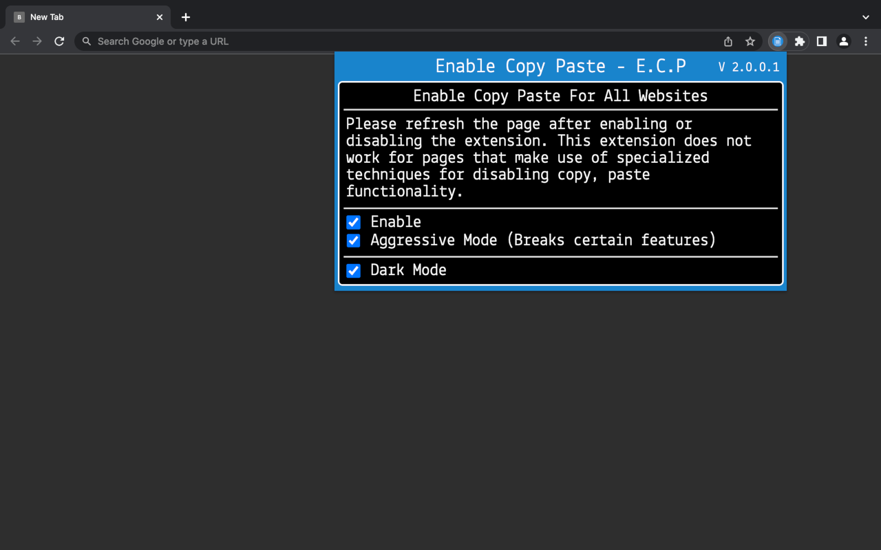 Enable Copy Paste - E.C.P chrome谷歌浏览器插件_扩展第2张截图