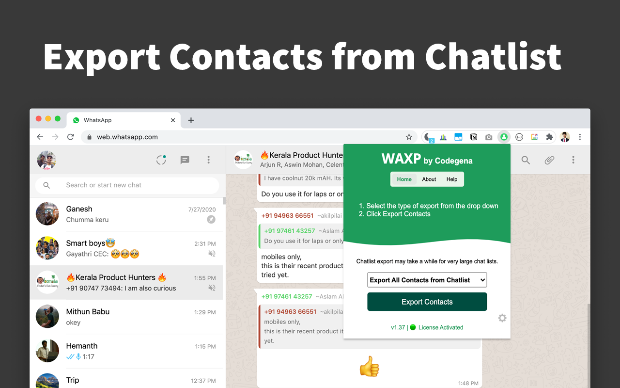 WAXP - Contacts Exporter for WhatsApp chrome谷歌浏览器插件_扩展第4张截图