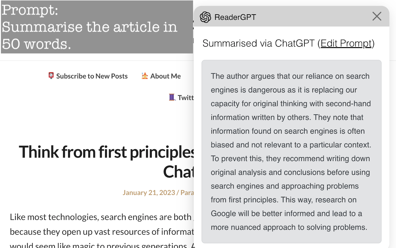 ReaderGPT: ChatGPT based Web Page Summariser chrome谷歌浏览器插件_扩展第3张截图