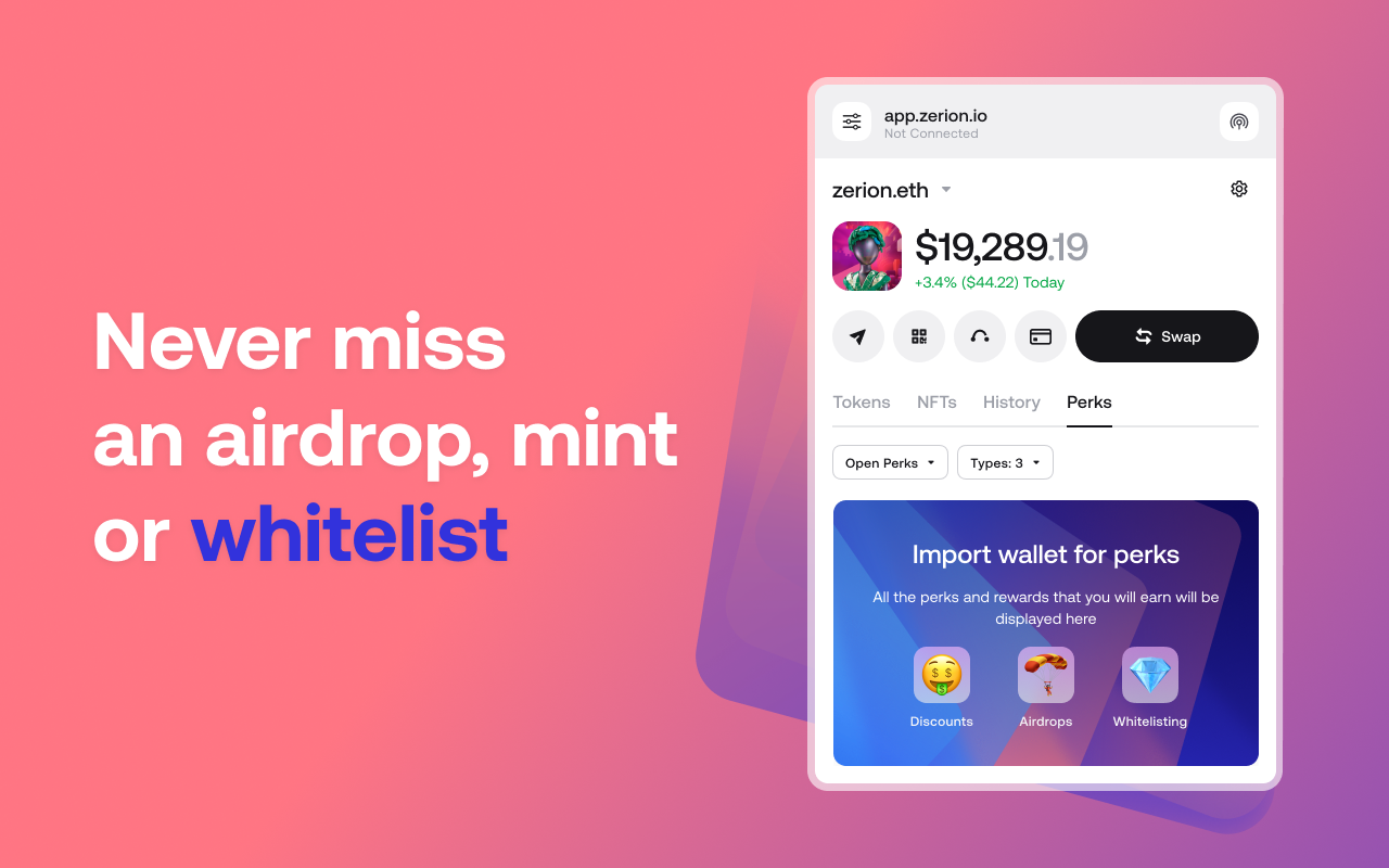 Zerion: Wallet for Web3 & NFTs chrome谷歌浏览器插件_扩展第4张截图