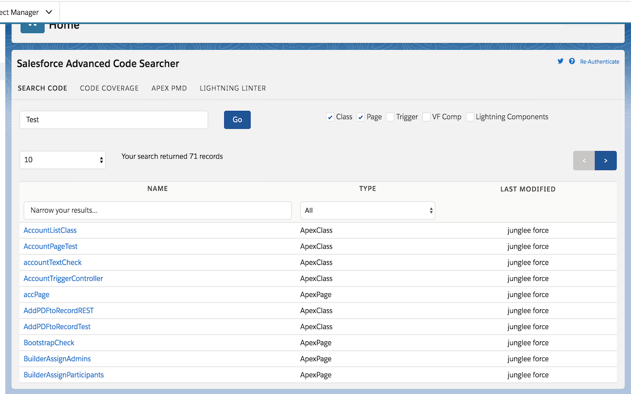 Salesforce advanced Code searcher chrome谷歌浏览器插件_扩展第4张截图