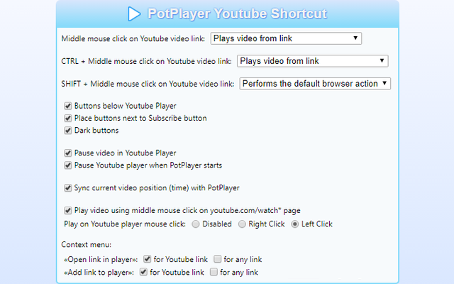 PotPlayer YouTube Shortcut, Open Links chrome谷歌浏览器插件_扩展第1张截图
