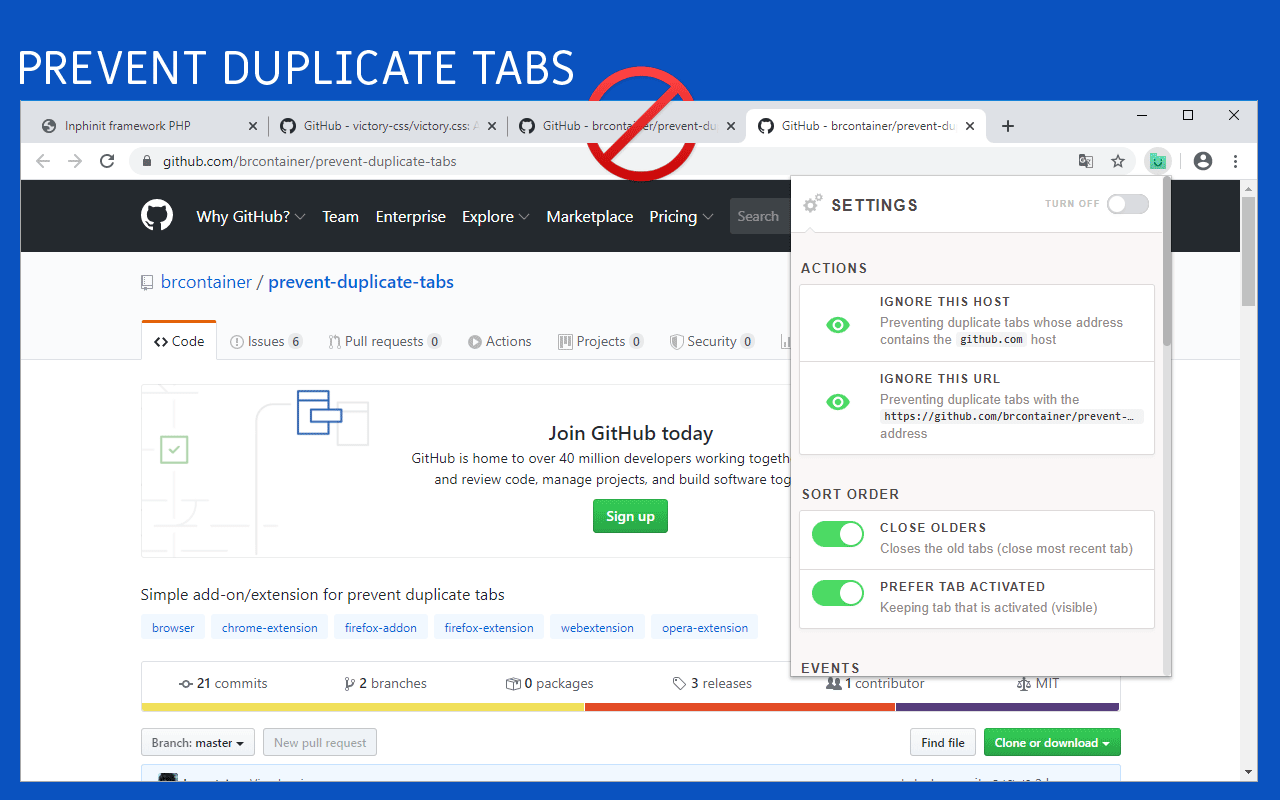 Prevent Duplicate Tabs chrome谷歌浏览器插件_扩展第2张截图