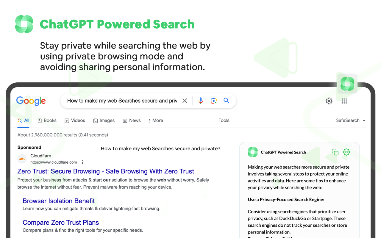 ChatGPT Powered Search chrome谷歌浏览器插件_扩展第2张截图