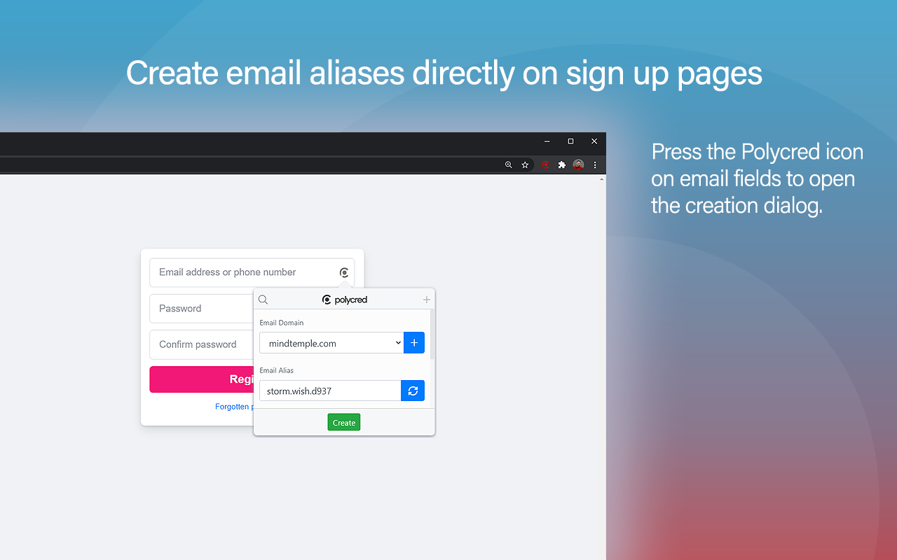Polycred: Email Alias Generator & Manager chrome谷歌浏览器插件_扩展第1张截图