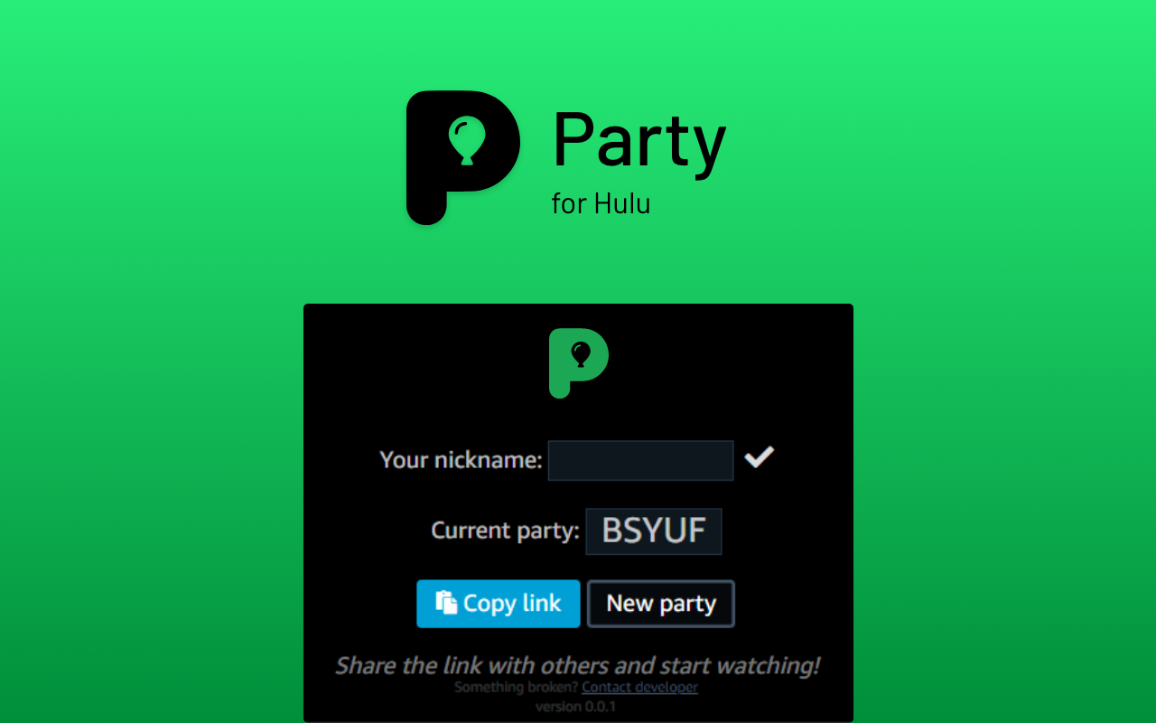 Hulu Party: watch Hulu together and chat chrome谷歌浏览器插件_扩展第1张截图