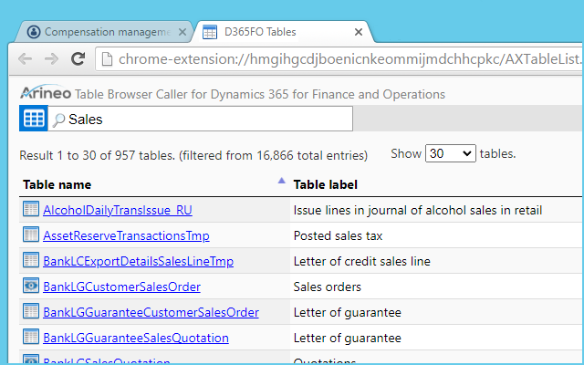 Table Browser Caller for D365FO chrome谷歌浏览器插件_扩展第7张截图