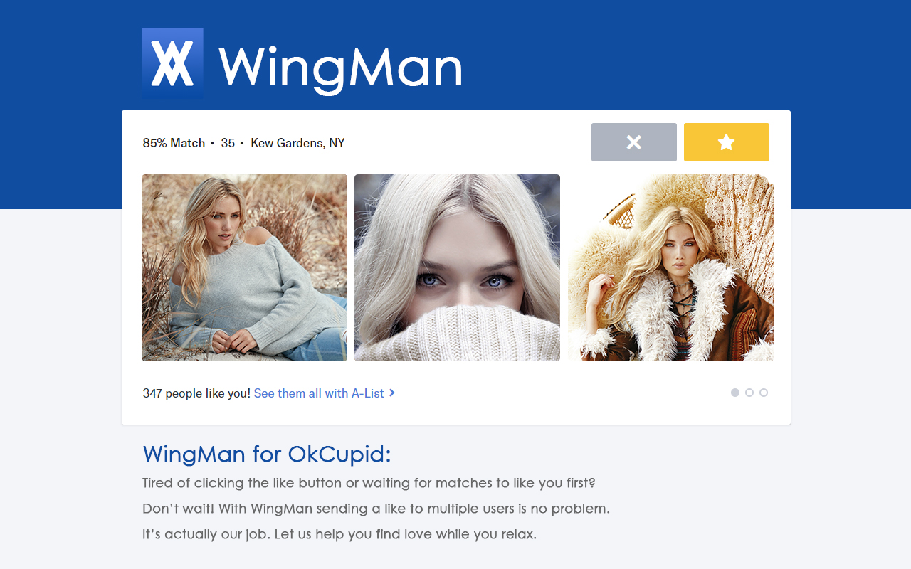 WingMan Freemium for OkCupid chrome谷歌浏览器插件_扩展第1张截图