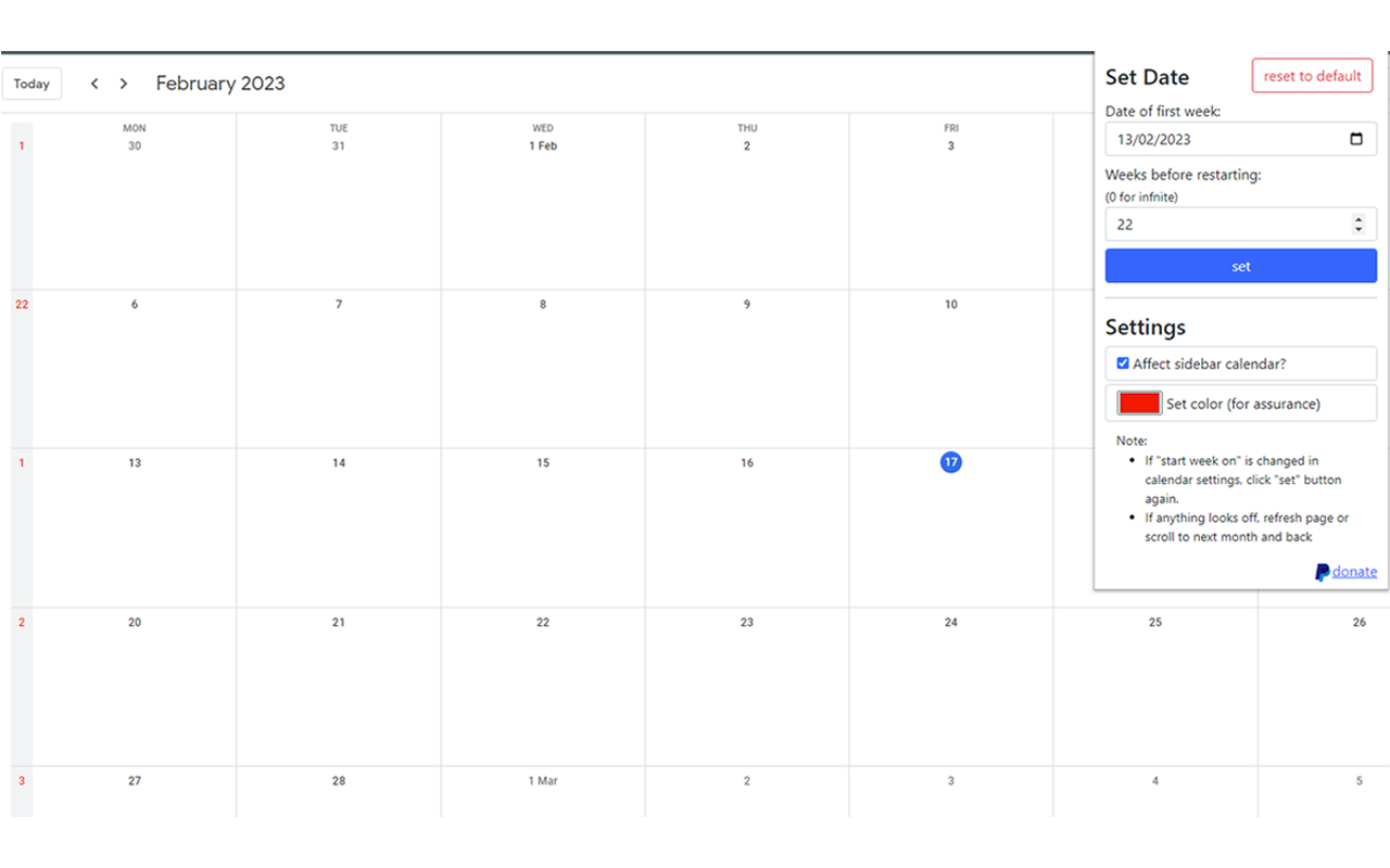 Custom Week Number - Google Calendar chrome谷歌浏览器插件_扩展第2张截图