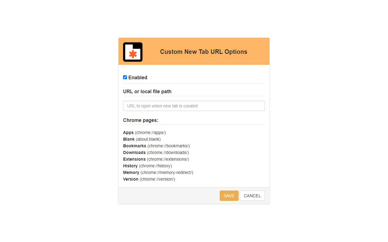 Custom New Tab URL chrome谷歌浏览器插件_扩展第2张截图