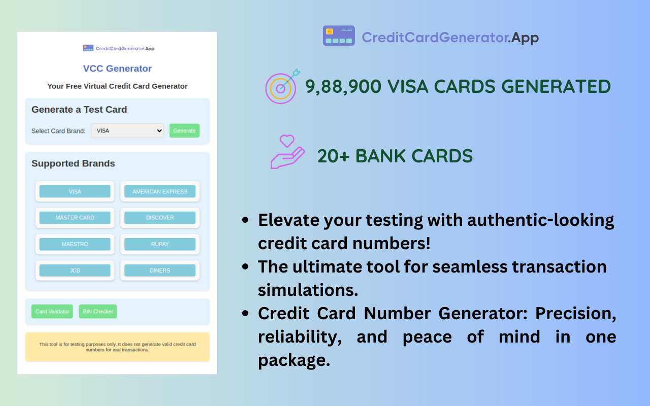 VCC Generator - Virtual Credit Card Generator chrome谷歌浏览器插件_扩展第1张截图