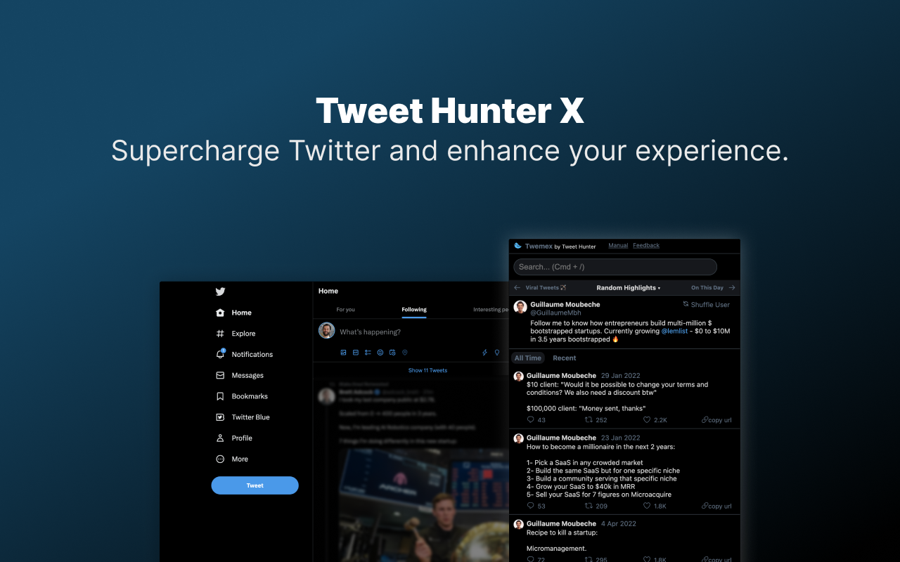 Tweet Hunter X: Sidebar for Twitter chrome谷歌浏览器插件_扩展第3张截图