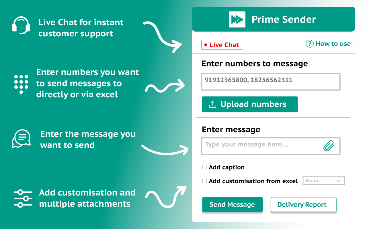 Prime Sender - WhatsApp Message Sender chrome谷歌浏览器插件_扩展第2张截图