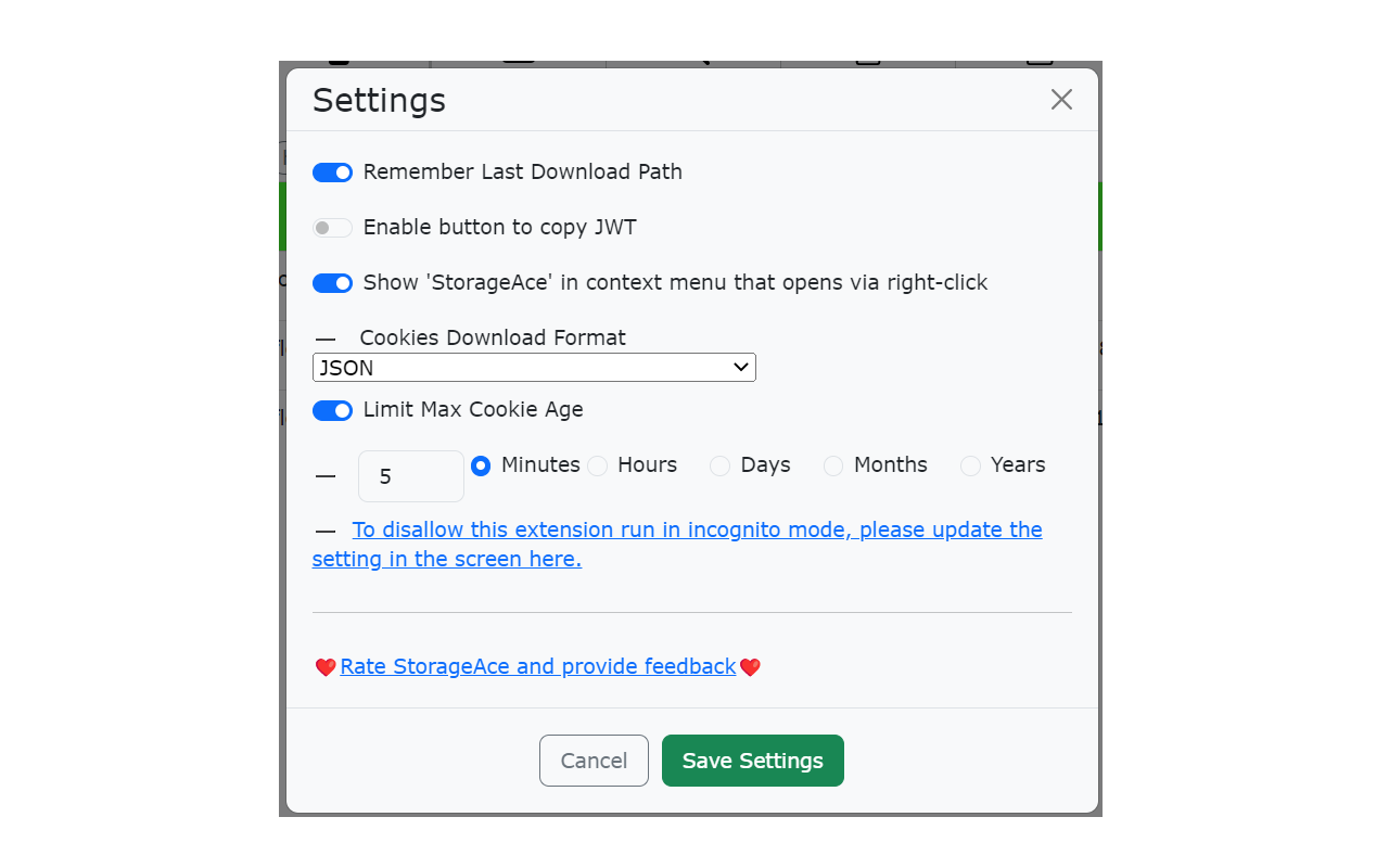 StorageAce chrome谷歌浏览器插件_扩展第9张截图