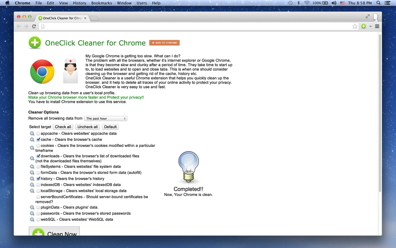 OneClick Cleaner for Chrome chrome谷歌浏览器插件_扩展第4张截图