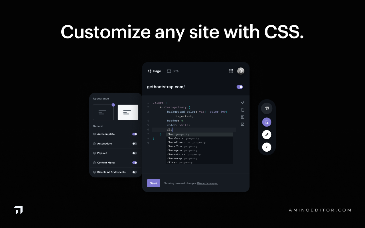 Amino: Live CSS Editor chrome谷歌浏览器插件_扩展第5张截图