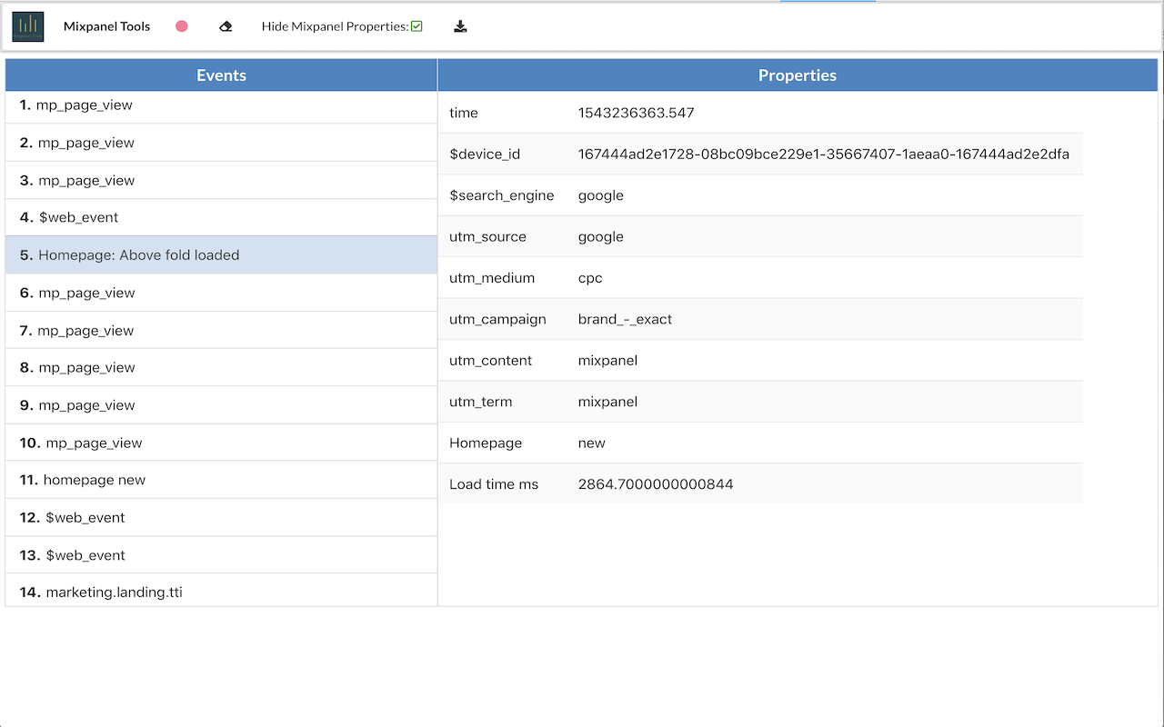 Mixpanel Tools chrome谷歌浏览器插件_扩展第2张截图