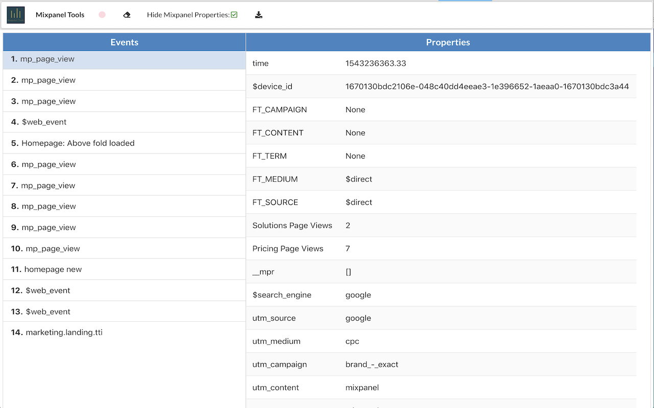 Mixpanel Tools chrome谷歌浏览器插件_扩展第7张截图