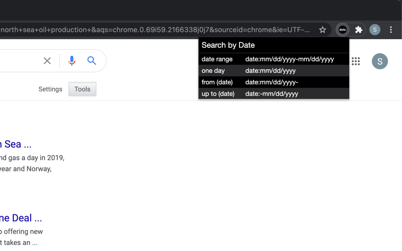 Search by Date chrome谷歌浏览器插件_扩展第2张截图