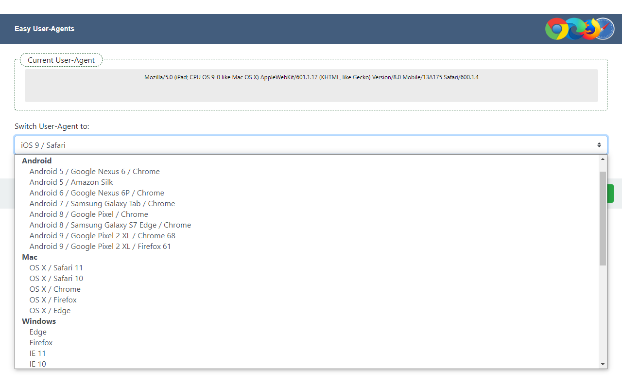 Easy User-Agents chrome谷歌浏览器插件_扩展第4张截图