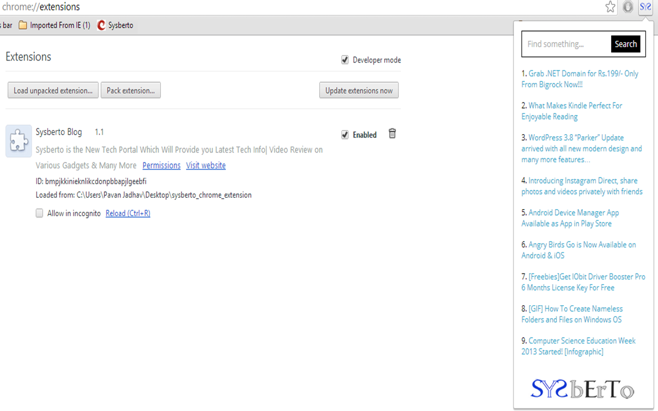 Sysberto chrome谷歌浏览器插件_扩展第1张截图